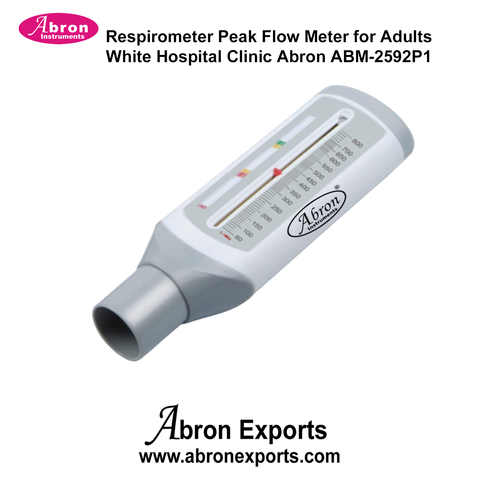 Respirometer Peak Flow Meter for Adults White Hospital Clinic Abron ABM-2592P1